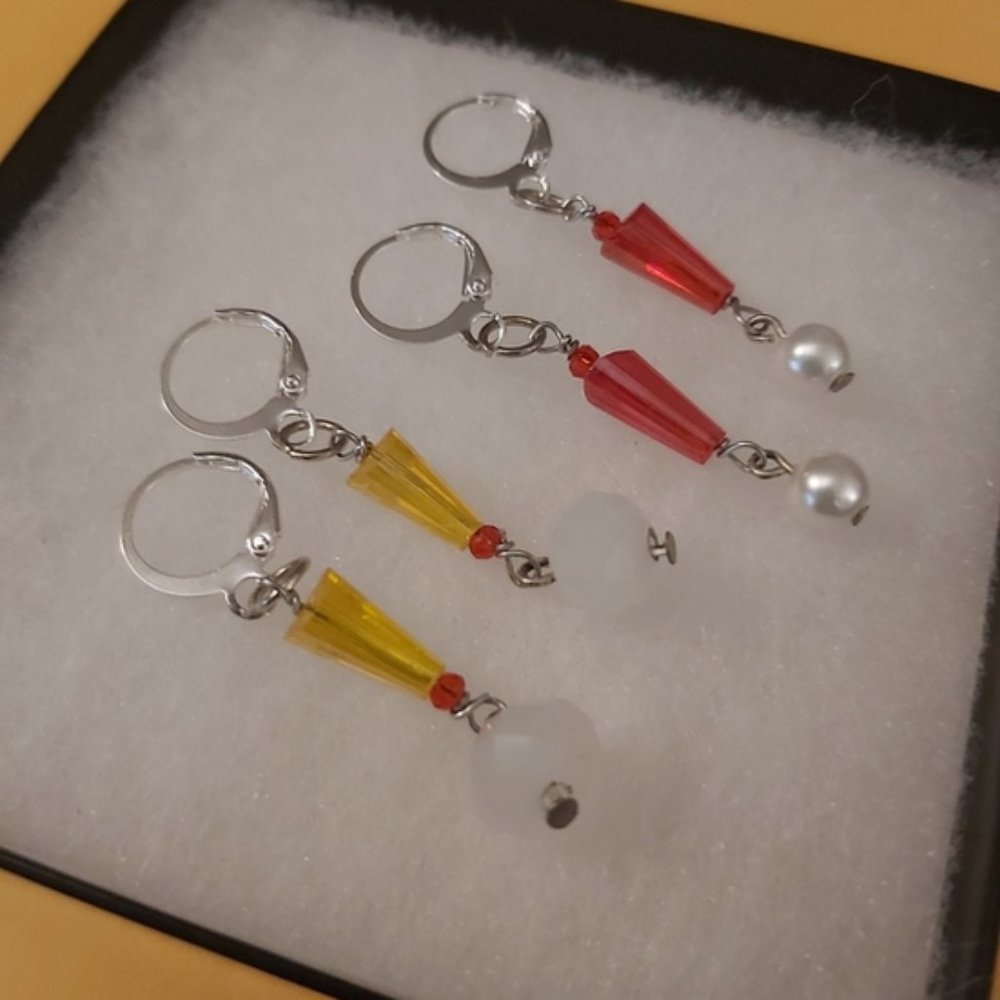 Austrian Crystals Silver Earrings: 2 pairs
